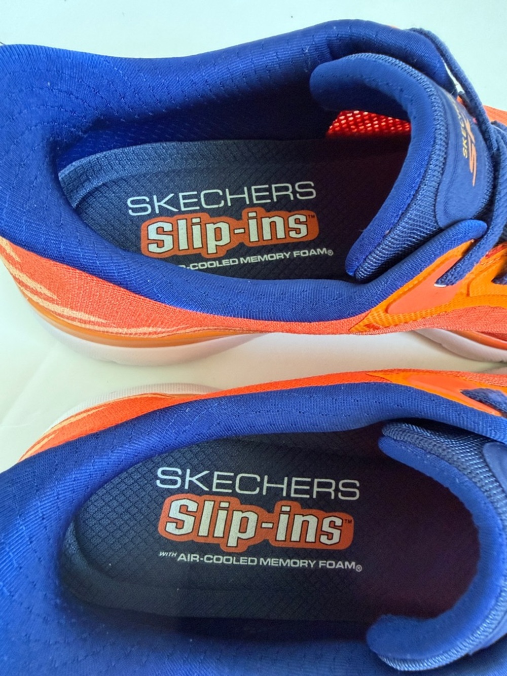 Skechers Slip-Ins Orange Athletic Sneakers with Navy Details - Picture 8 of 9